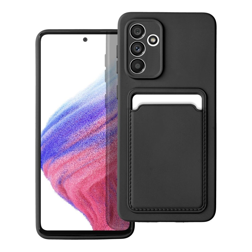 Samsung Galaxy A16 5G telefontok - Forcell Card - fekete kártyatartós szilikon hátlap tok ﻿