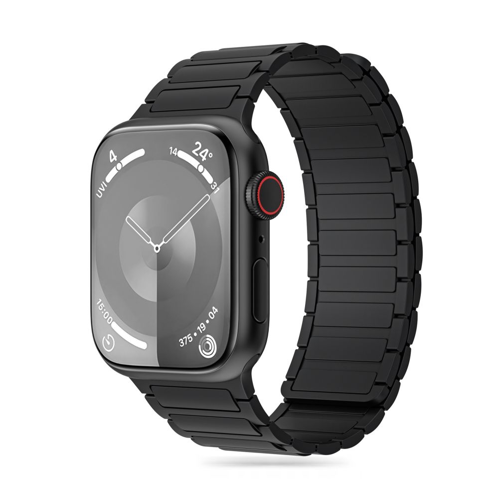 Apple Watch 4/5/6/7/8/9/SE/ULTRA 1/2 (42 / 44 / 45 / 49 mm) - Tech- Protect Iconband - mágneses fekete szilikon szíj