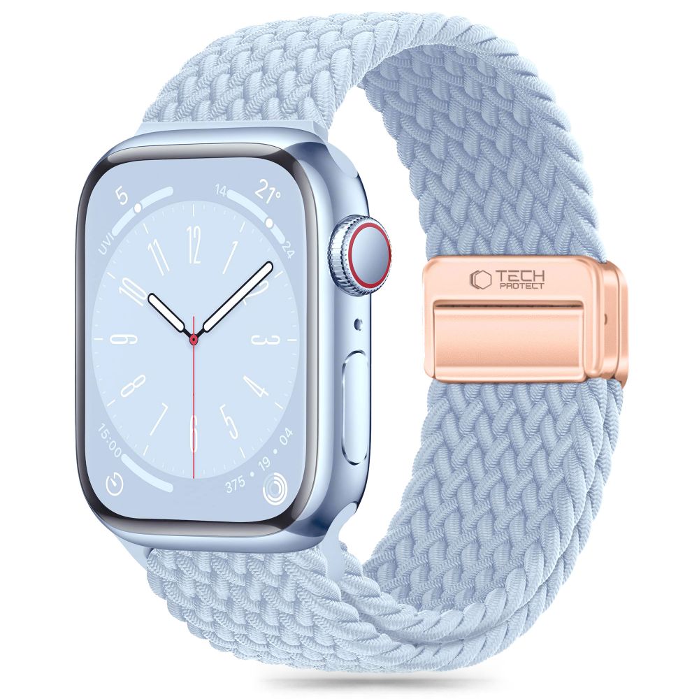 Apple Watch 6/7/8/9/10/SE (40 / 41 / 42 mm) okosóra szíj - Tech- Protect Nylonmag - világoskék szövet szíj
