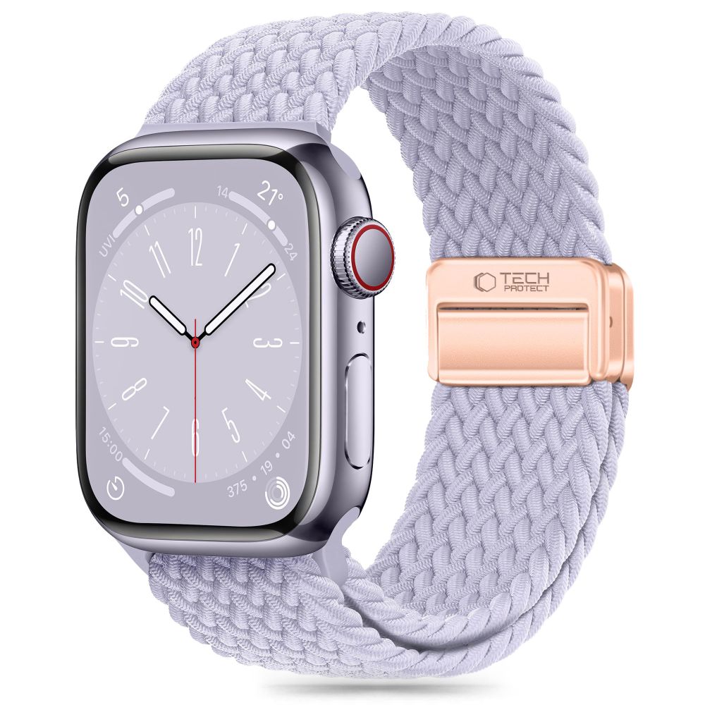 Apple Watch 6/7/8/9/10/SE (40 / 41 / 42 mm) okosóra szíj - Tech- Protect Nylonmag - kékeslila szövet szíj