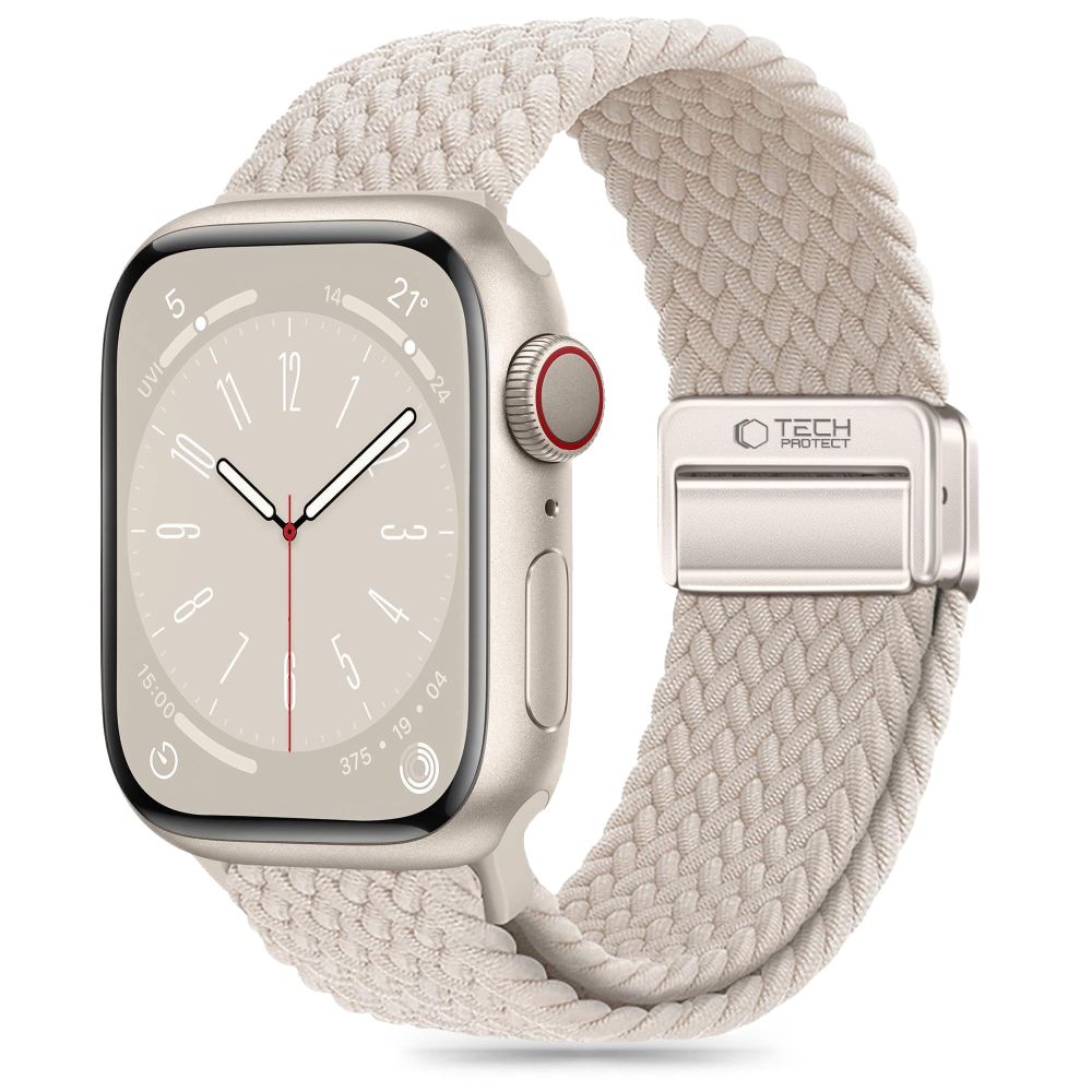 Apple Watch 6/7/8/9/10/SE (40 / 41 / 42 mm) okosóra szíj - Tech- Protect Nylonmag - titanium szövet szíj
