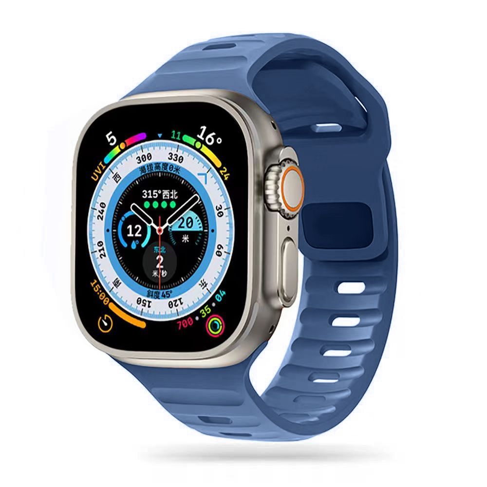 Apple Watch 6/7/8/9/10/SE/ULTRA 1/2 (44 / 45 / 46 / 49 mm) okosóra szíj - Tech- Protect IconBand Line - kék szilikon szíj