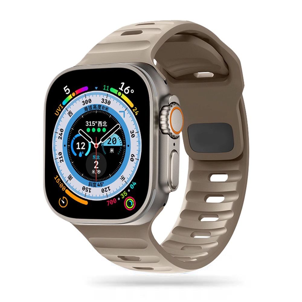 Apple Watch 6/7/8/9/10/SE/ULTRA 1/2 (44 / 45 / 46 / 49 mm) okosóra szíj - Tech- Protect IconBand Line - bézs szilikon szíj