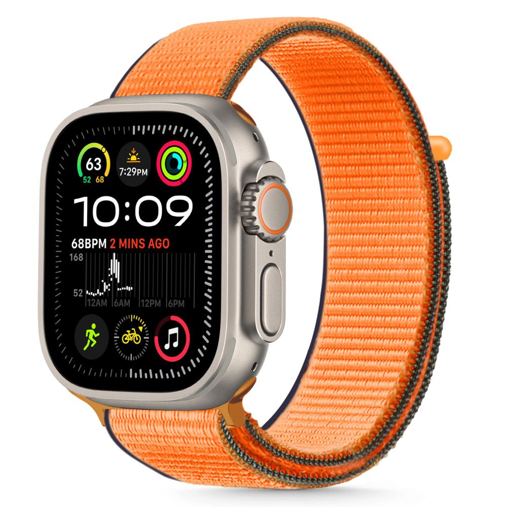 Apple Watch 6/7/8/9/10/SE (40 / 41 / 42 mm) okosóra szíj - Tech- Protect Nylon - narancssárga szövet szíj