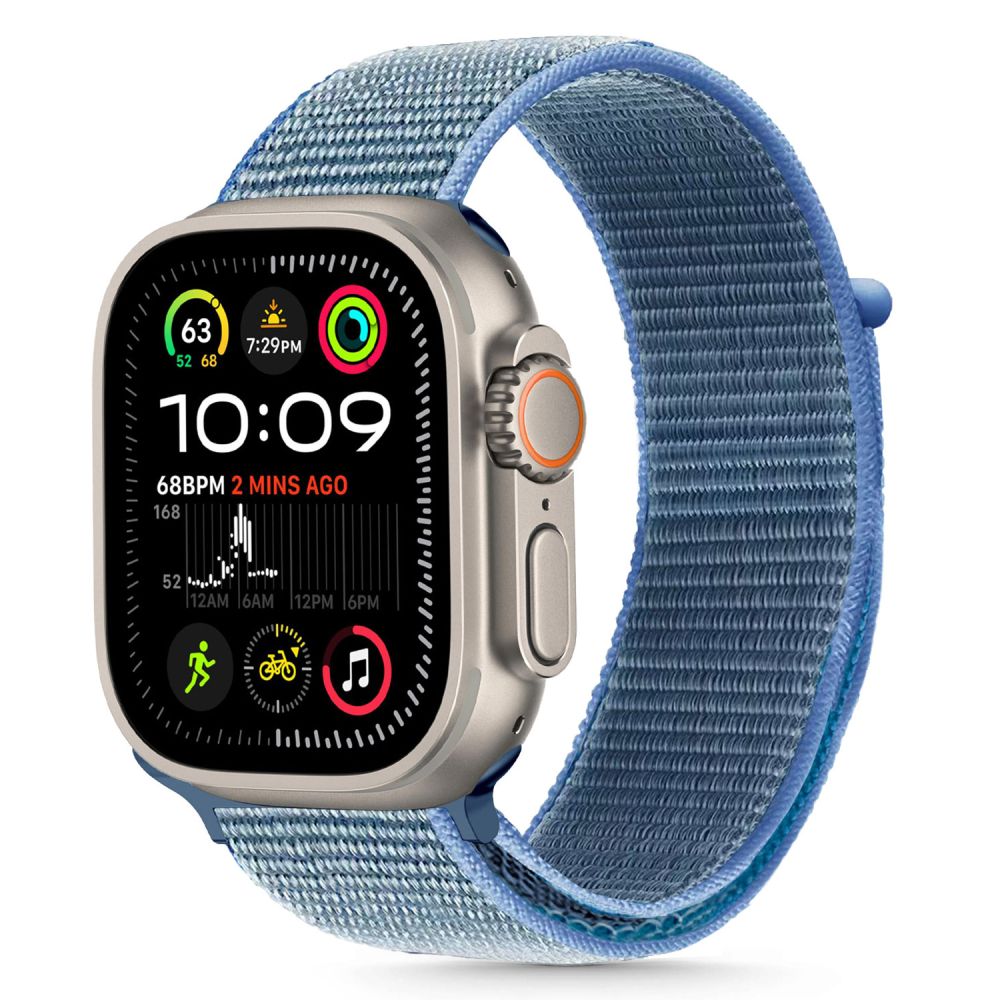 Apple Watch 6/7/8/9/10/SE/ULTRA 1/2 (44 / 45 / 46 / 49 MM) okosóra szíj - Tech- Protect Nylon - kék szövet szíj