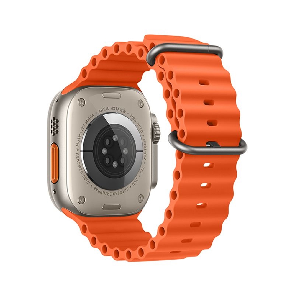 Apple Watch 42 / 44 / 45 / 49 mm okosóra szíj - F- Design FA12 - narancssárga szilikon szíj