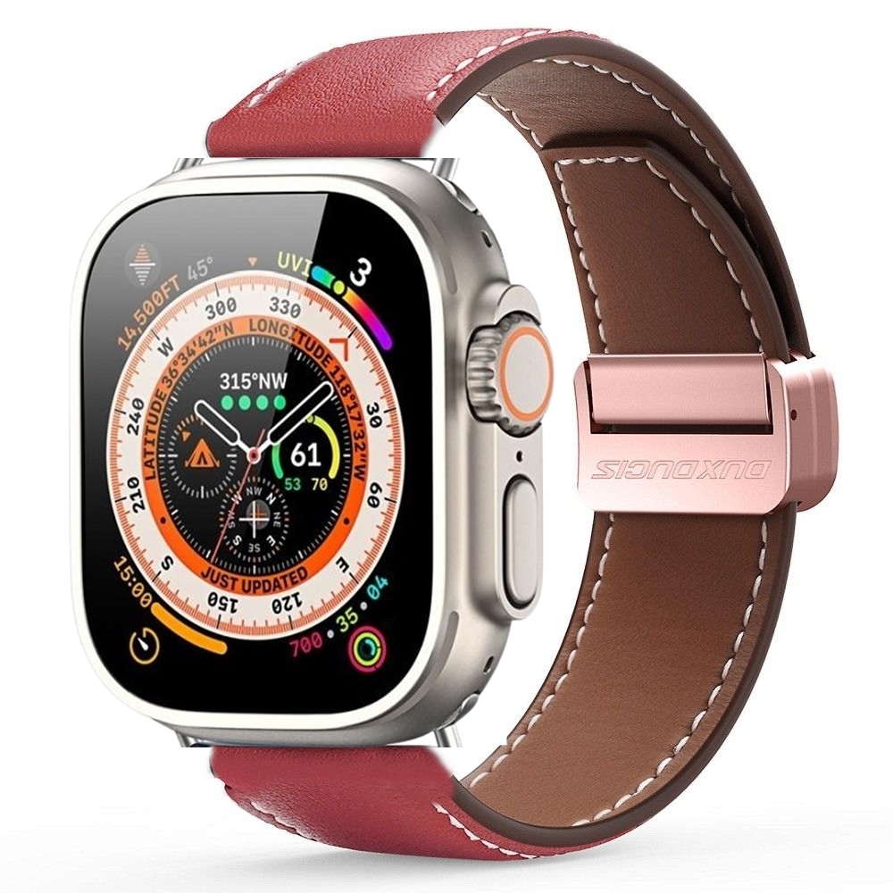 Apple Watch 38 / 40 / 41 mm okosóra szíj - Dux Ducis YA - piros bőr szíj ﻿