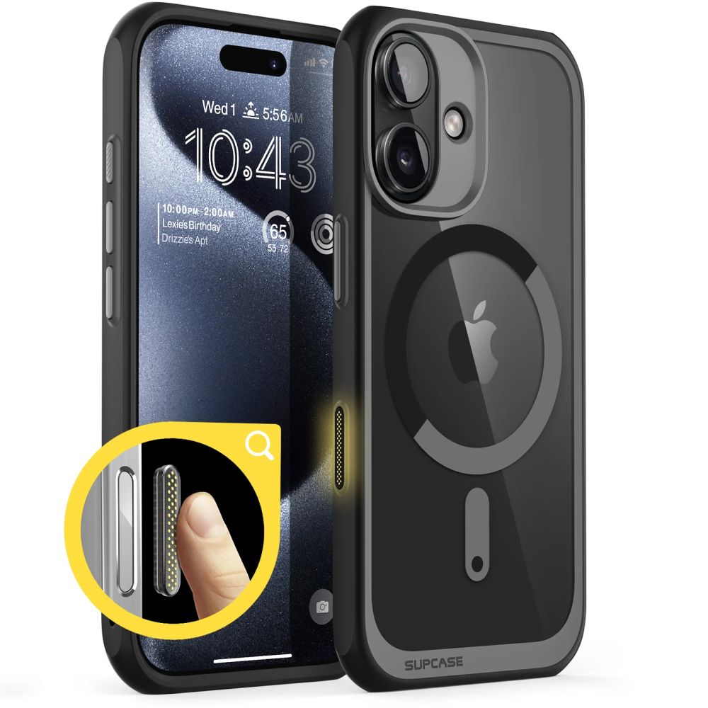 Telefontok iPhone 16 - SUPCASE UB MAG MAGSAFE fekete-átlátszó ütésálló tok