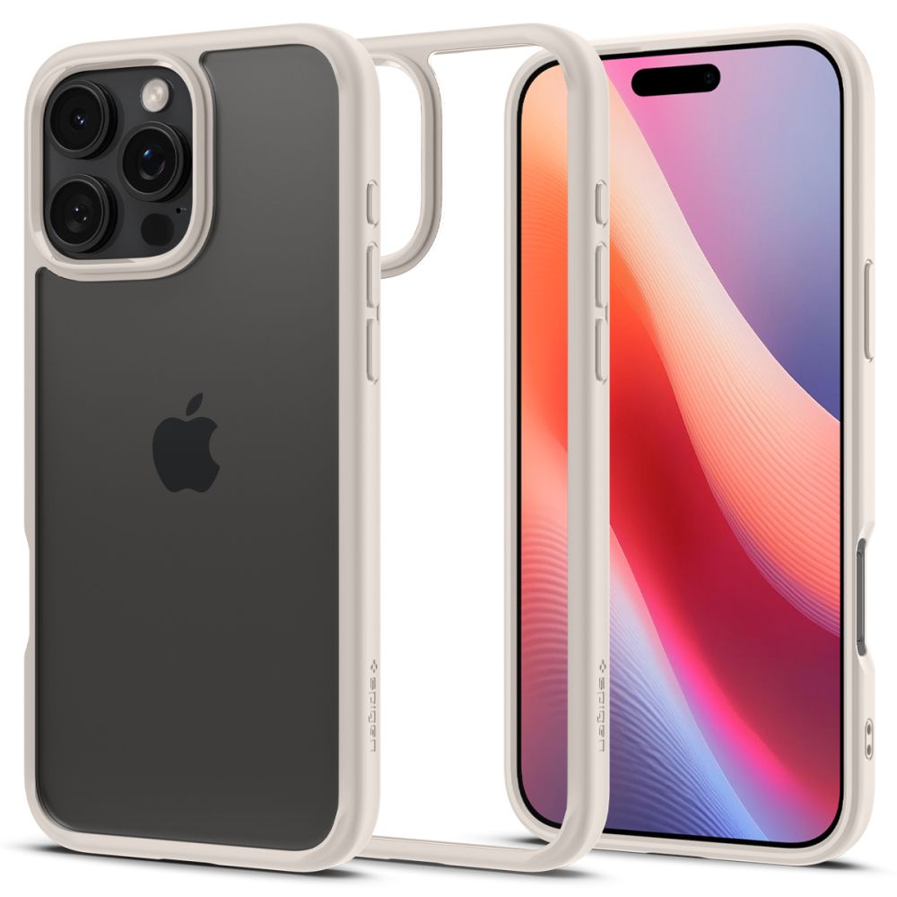 Telefontok iPhone 16 Pro Max - SPIGEN ULTRA HYBRID - átlátszó/titánium szilikon tok