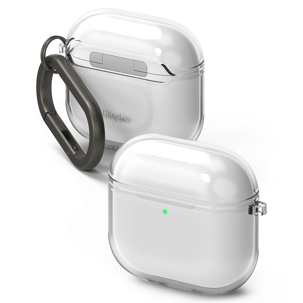 AirPods 4 tartó: RINGKE AIR átlátszó tok, karabinerrel