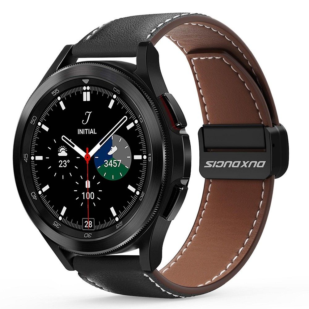 Samsung Galaxy Watch FE okosóra szíj - Dux Ducis YA - fekete bőr szíj (20 mm)