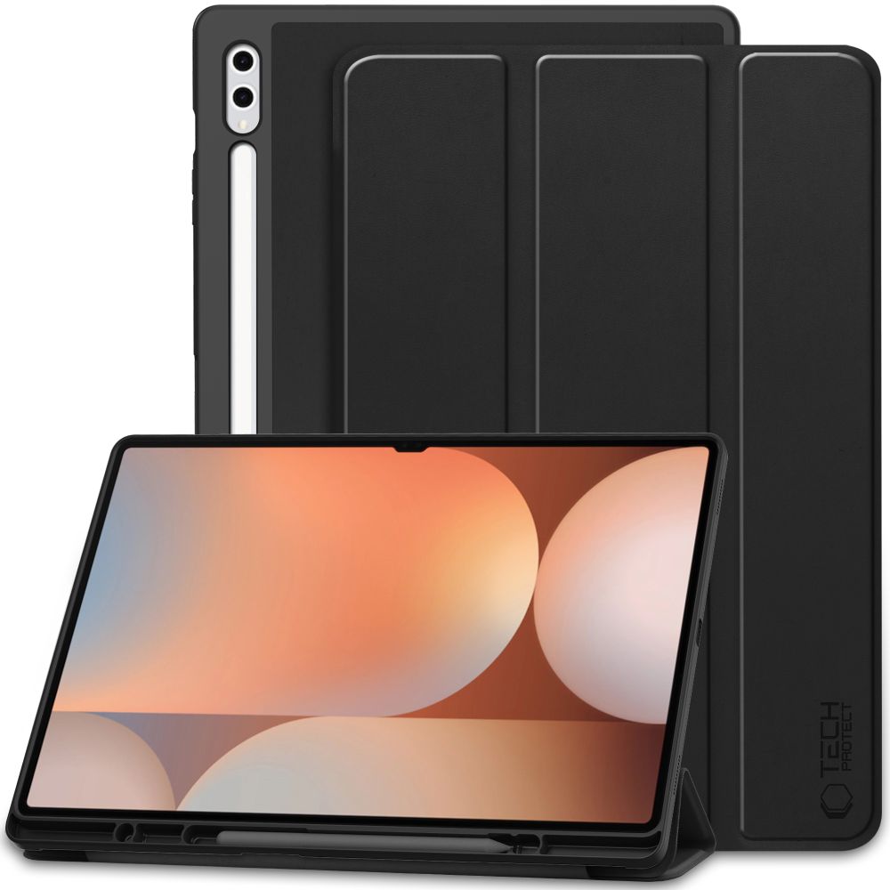 Samsung Galaxy Tab S8 Ultra 14,6 Tablettok (X900, X906) - fekete smart case tablet tok, ceruza tartóval