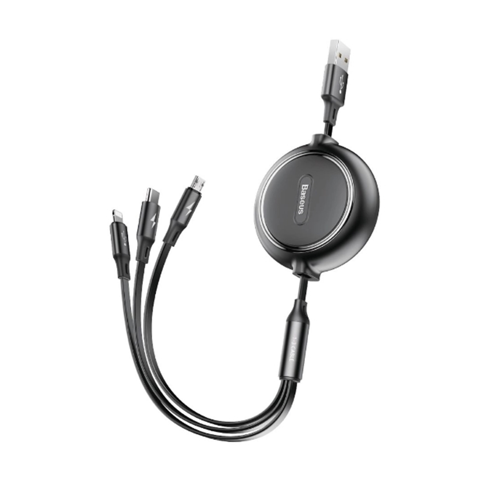 Baseus Golden Loop - 3in1 kábel - USB - Lightning / Type-C / MicroUSB fekete kábel 3,5A