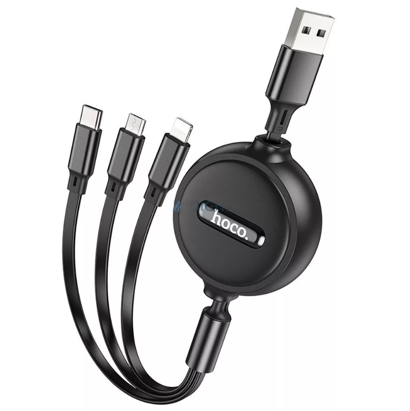 HOCO X75 - 3in1 kábel - USB - Lightning / Type-C / MicroUSB fekete kábel 2A, 1m