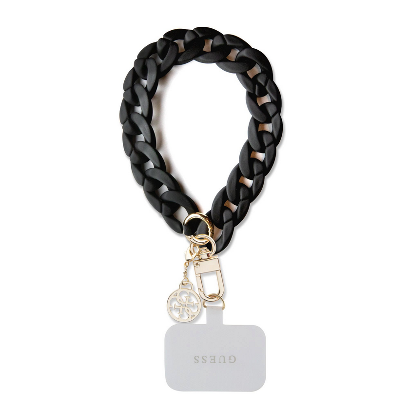 Telefontok: Guess - Hand Strap 4G Charm fekete karlánc - univerzális tokba helyezhető csuklópánt 