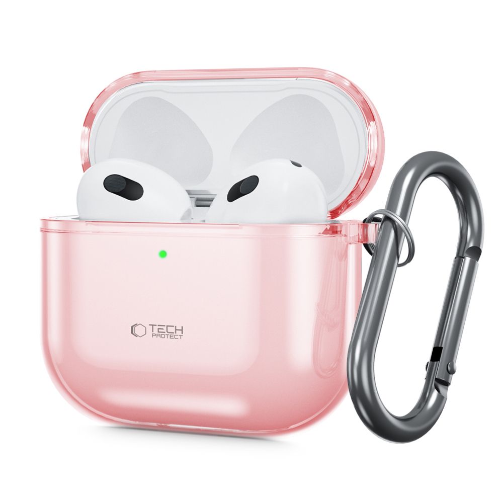 Tech- Protect Flexair Airpods 4 tartó - pink szilikon tok, fém karabinerrel
