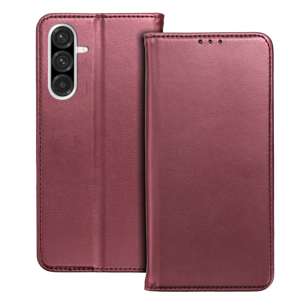 Samsung Galaxy A36 5G telefontok - Smart Magnetic burgundy szilikon keretes mágneses könyvtok
