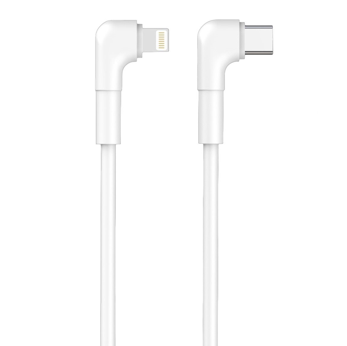Maxlife MXUC-09 kábel - Type-C (USB-C) / Lightning fehér kábel 1m (90 fokban elfordított csatlakozó végekkel) 27W