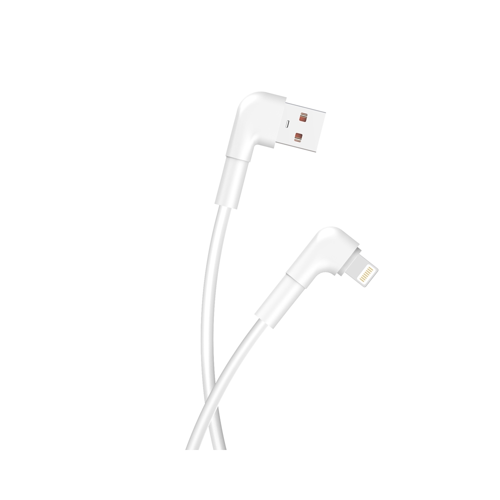 Maxlife MXUC-09 kábel - USB / Lightning fehér kábel 1m (90 fokban elfordított csatlakozó végekkel) 2,4A