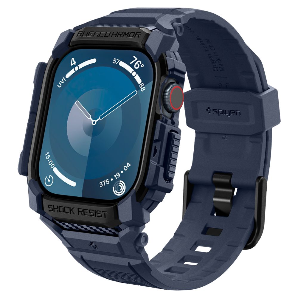 Apple Watch 10 (46 mm) okosóra szíj+tok - Spigen Rugged Armor - kék szilikon szíj+tok ﻿
