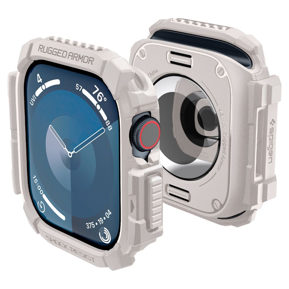 Apple Watch 10 (46 mm) okosóra tok - SPIGEN RUGGED ARMOR bézs szilikon tok