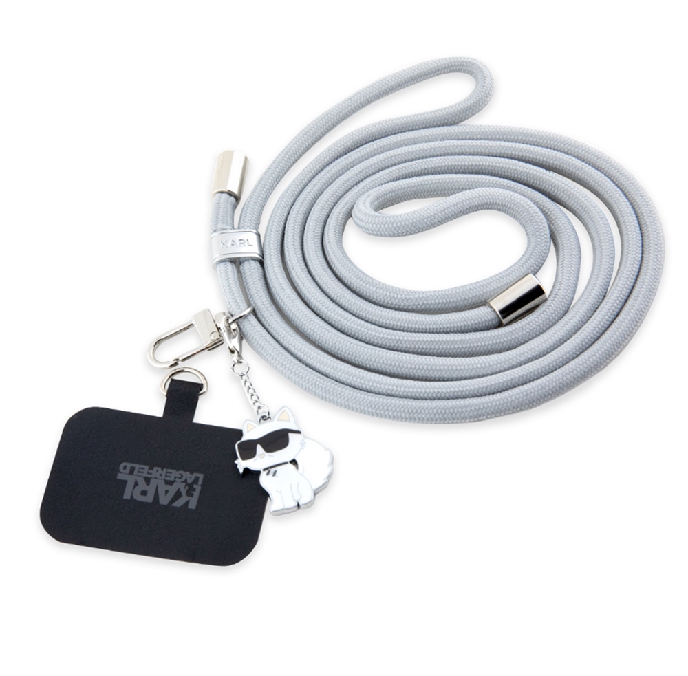 Karl Lagerfeld Universal Crossbody Popruh Cord and Choupette - Univerzális - tokba helyezhető nyakba akasztó - szürke