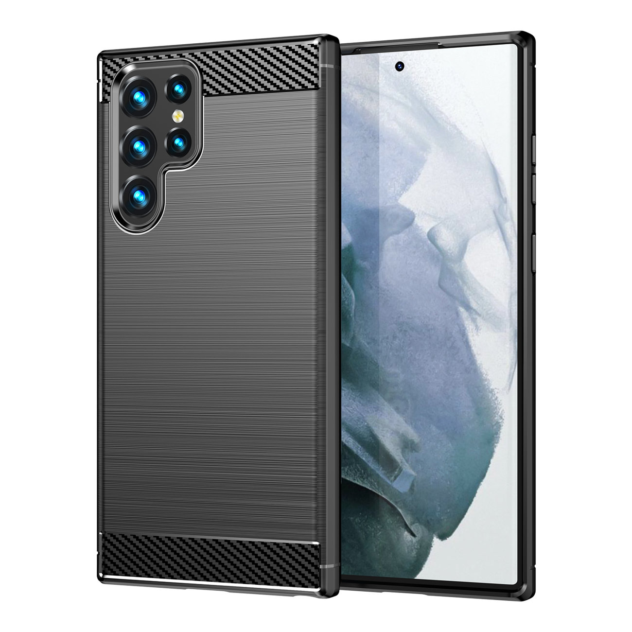 Samsung Galaxy S25 Ultra telefontok - Carbon Fiber - fekete szilikon hátlap tok