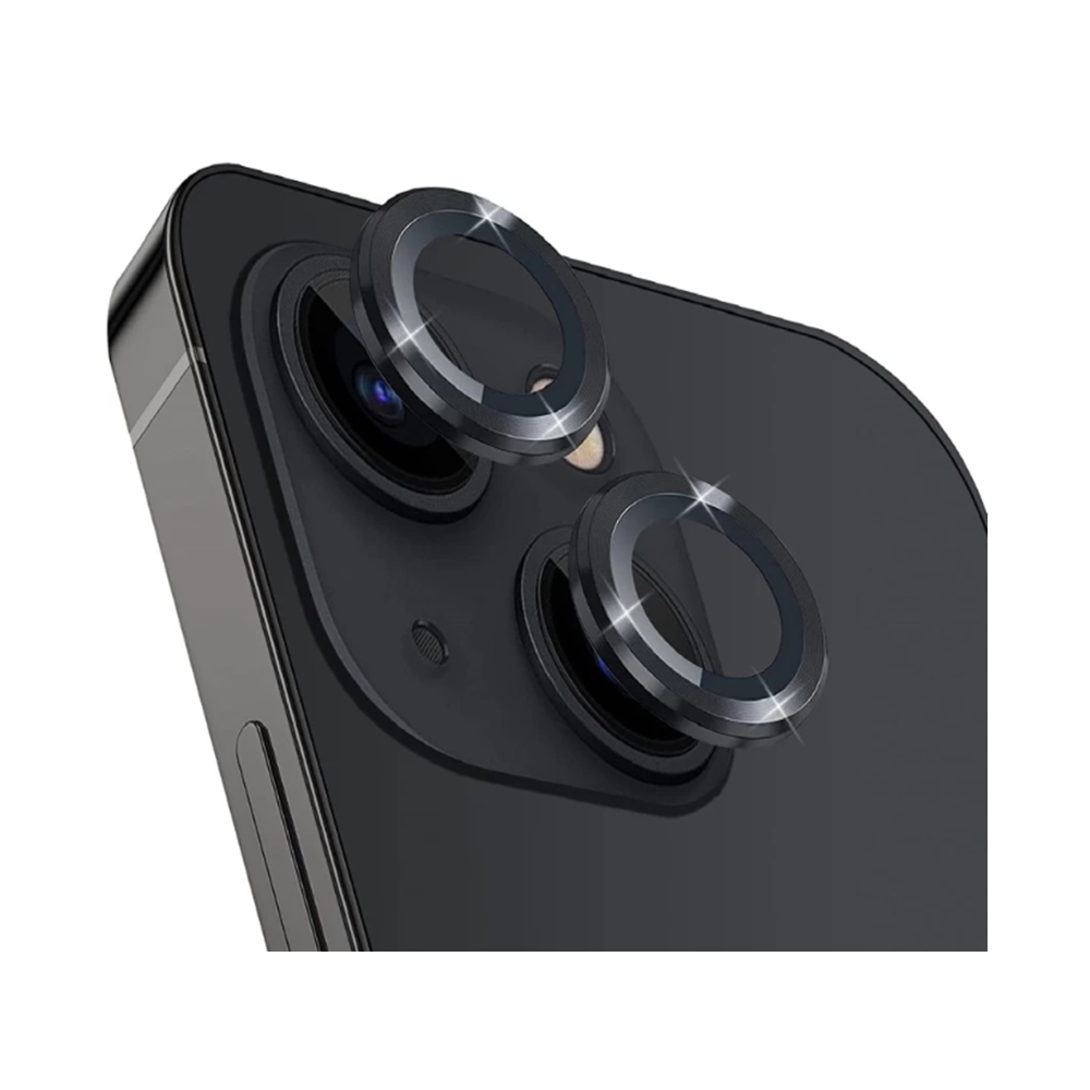 iPhone 14 Plus - Metal - üveg, kameralencse védőkeret - fekete