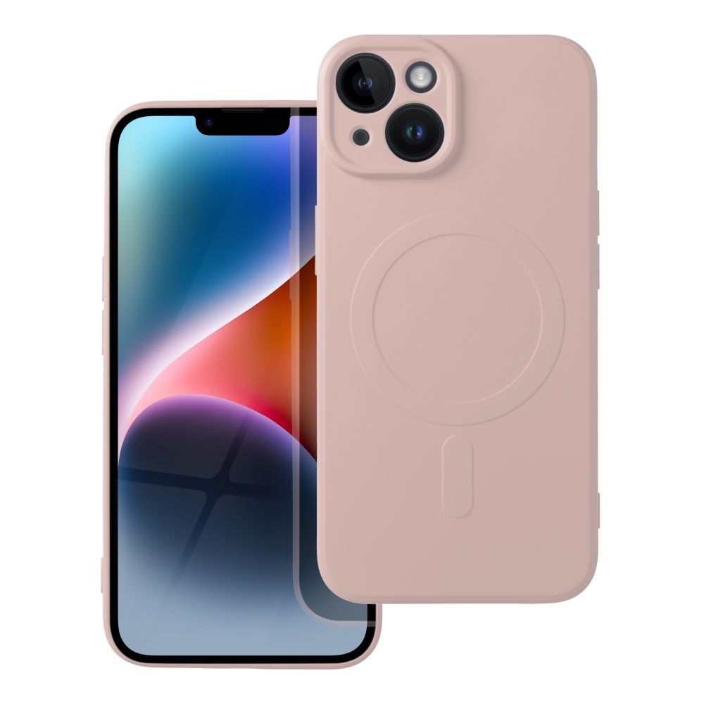 iPhone 14 Plus telefontok - MagSafe kompatibilis púder pink szilikon hátlap tok