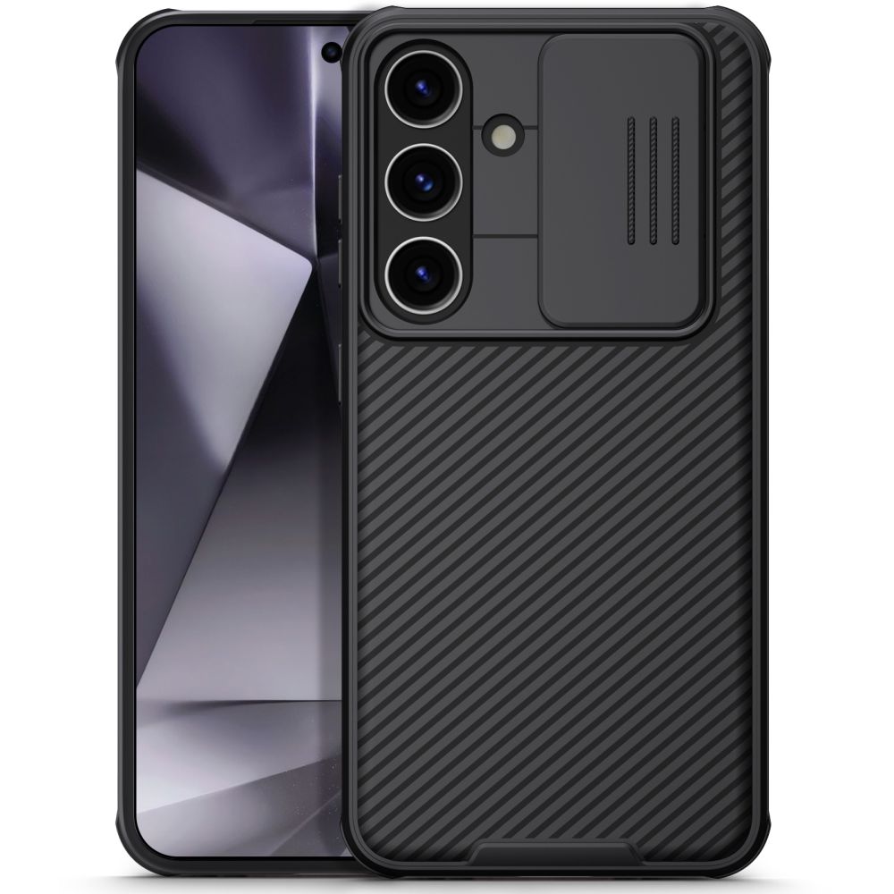 Samsung Galaxy S25+ (S25 Plus) - Nillkin csúsztatható kameravédős fekete hátlap tok