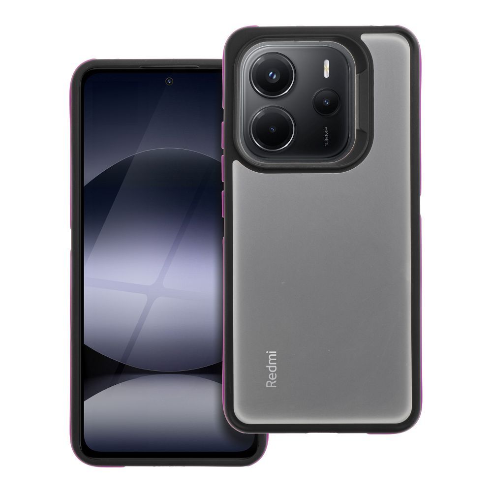 Telefontok Xiaomi Redmi Note 14 5G - NEO áttetsző hátlap tok, fekete-lila kerettel