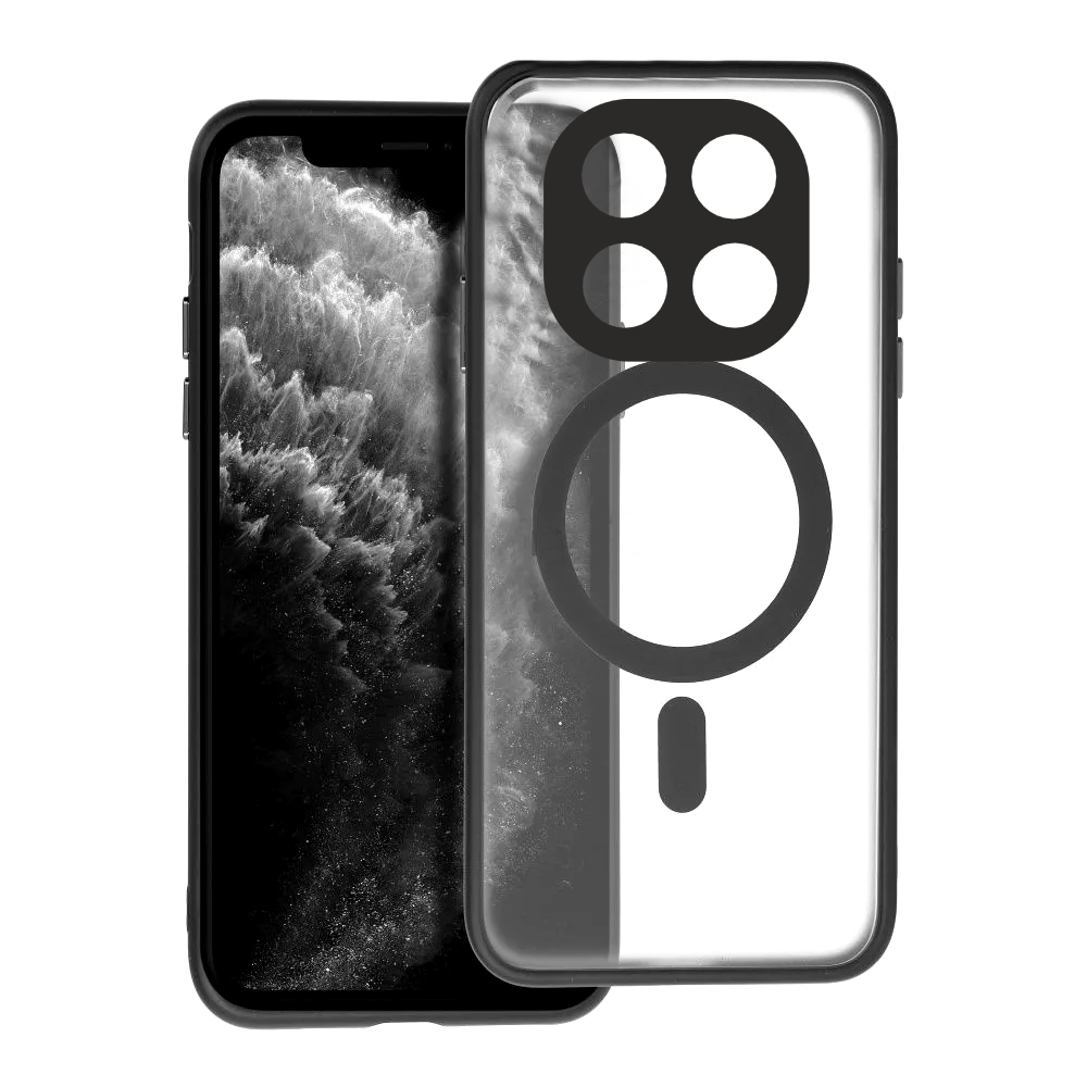Xiaomi Redmi Note 14 5G telefontok - FULL MATTE MAG COVER - MagSafe kompatibilis áttetsző/fekete szilikon tok