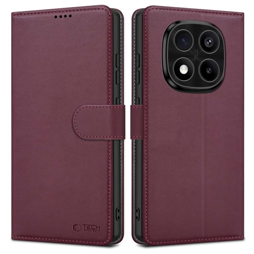 Xiaomi Redmi Note 14 Pro 5G telefontok - Tech- Protect Wallet - szeder színű bőr könyvtok, ráhajtófüllel ﻿