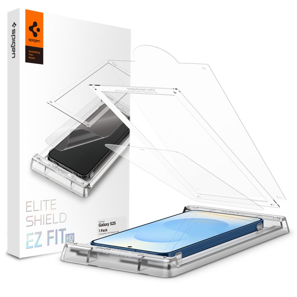 Spigen ELITE SHIELD EZ FIT - Samsung Galaxy S25 üvegfólia + felhelyezést segítő
