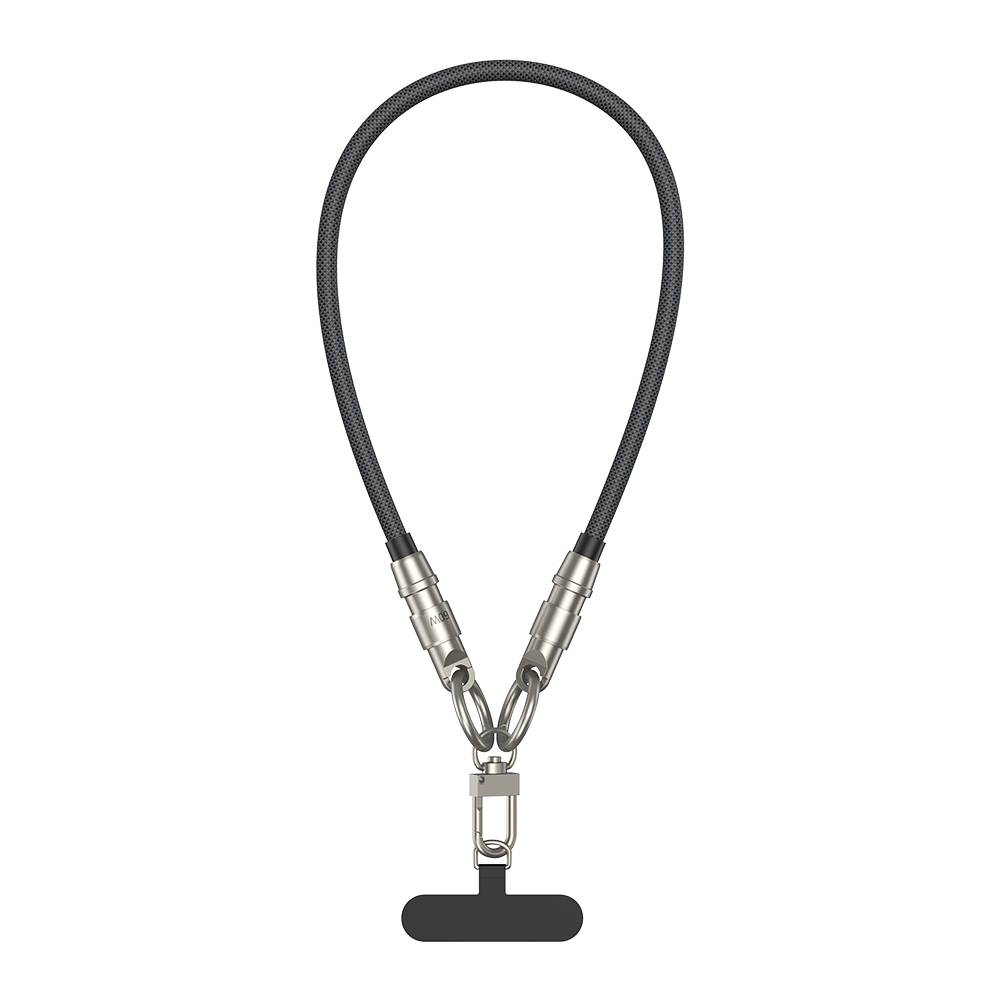 BWOO X309 - 2in1 tokba helyezhető csuklópánt és Lightning / Type-C (USB-C) szövetkábel - fekete, 30cm