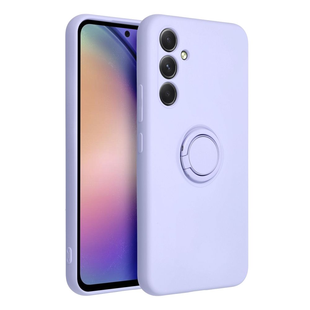 Telefontok Samsung Galaxy A55 5G - Grip lila szilikon tok, kitámasztó ujjgyűrűvel