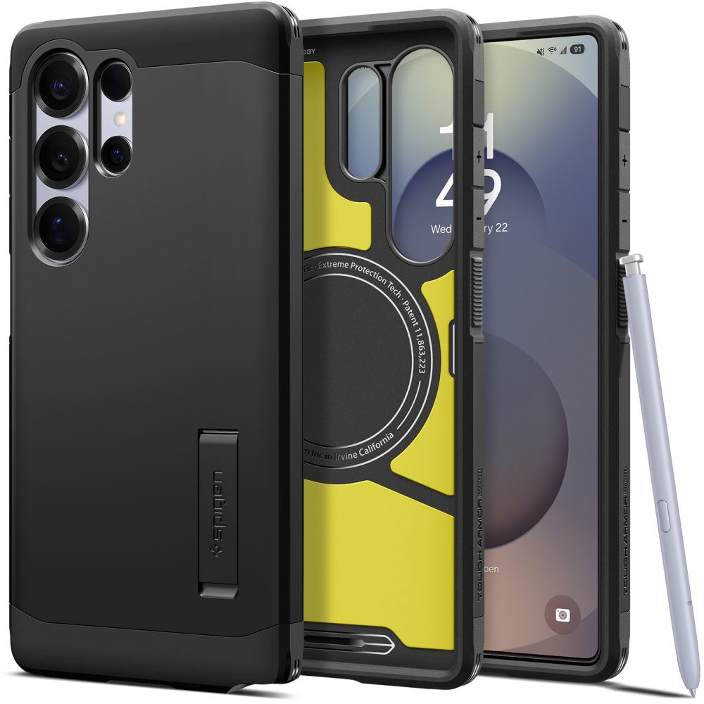 Telefontok Samsung Galaxy S25 Ultra - SPIGEN TOUGH ARMOR MAGSAFE fekete tok