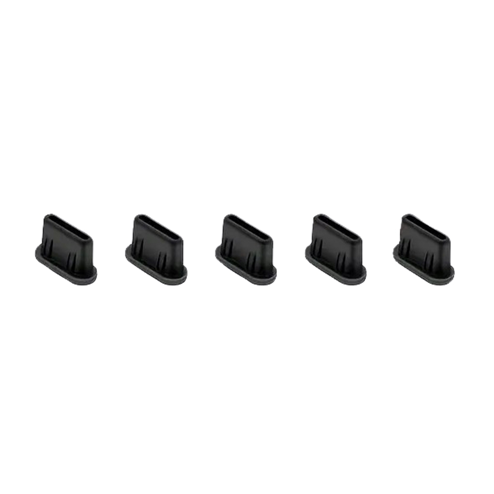 Porvédő dugó - Type-C (USB-C) csatlakozóba - fekete, szilikon (5 db)