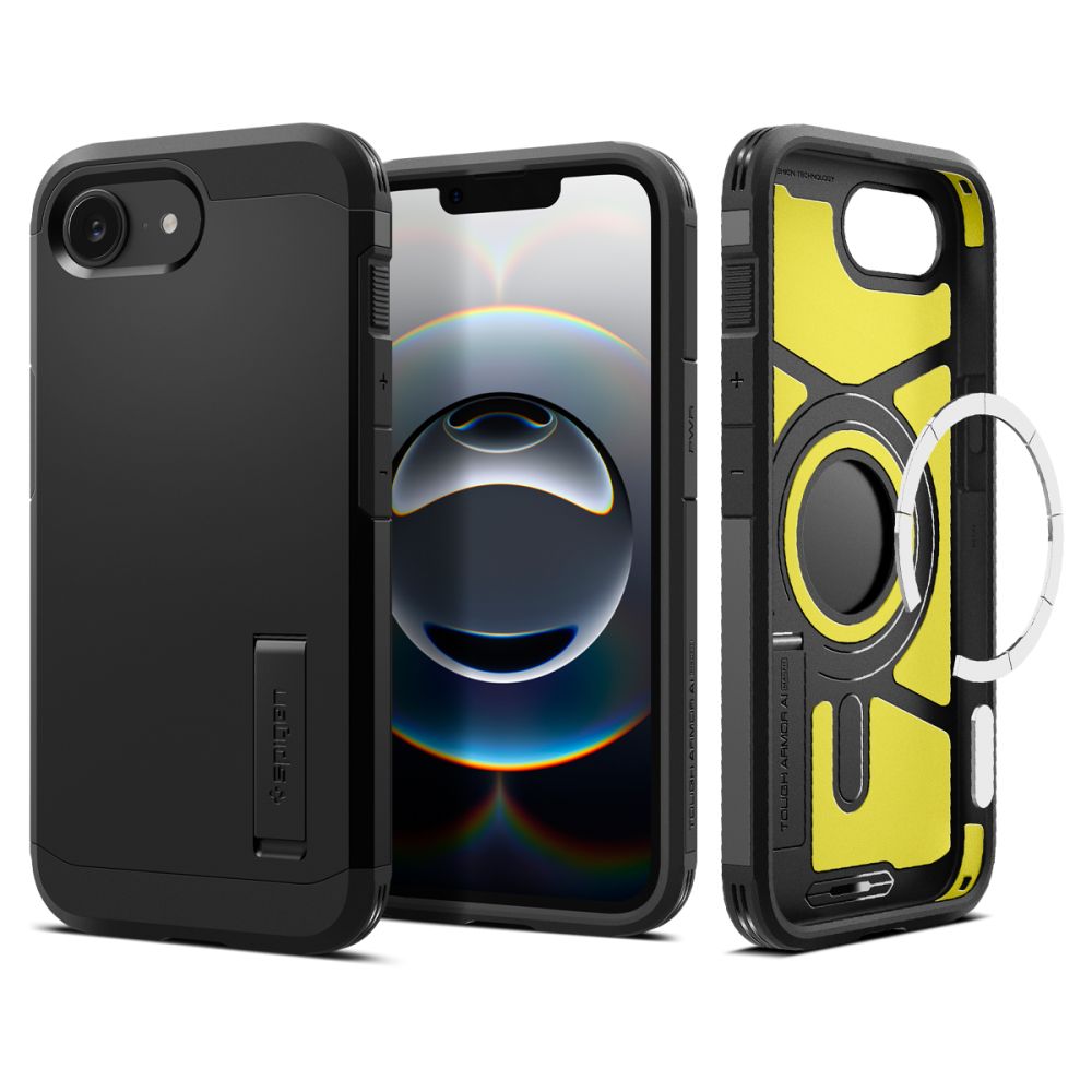 Telefontok iPhone 16e - SPIGEN TOUGH ARMOR MAGSAFE fekete tok