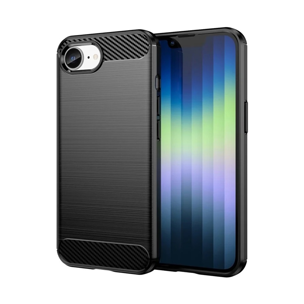 iPhone 16e telefontok - Carbon Fiber - fekete szilikon hátlap tok