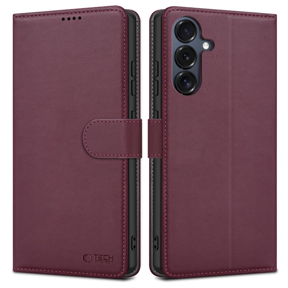 Samsung Galaxy A56 5G telefontok - Tech- Protect Wallet - szeder színű bőr könyvtok, ráhajtófüllel ﻿
