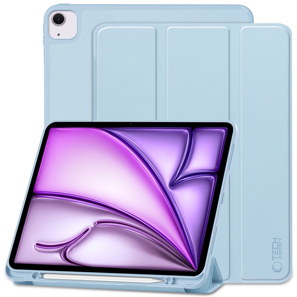 Tablettok iPad Air 7 (2025, M3, 13 coll) - égkék smart case, ceruza tartóval