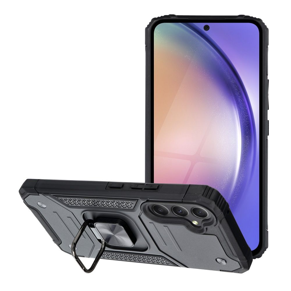 Samsung Galaxy A56 5G telefontok - Nitro Ring Armor - fekete gyűrűs, kitámasztható, ütésálló műanyag hátlaptok