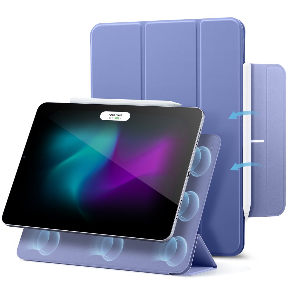 Tablettok iPad Air 7 (2025, M3, 13 coll) - ESR REBOUND levendula smart case ceruza tartóval, mágneses rögzítéssel