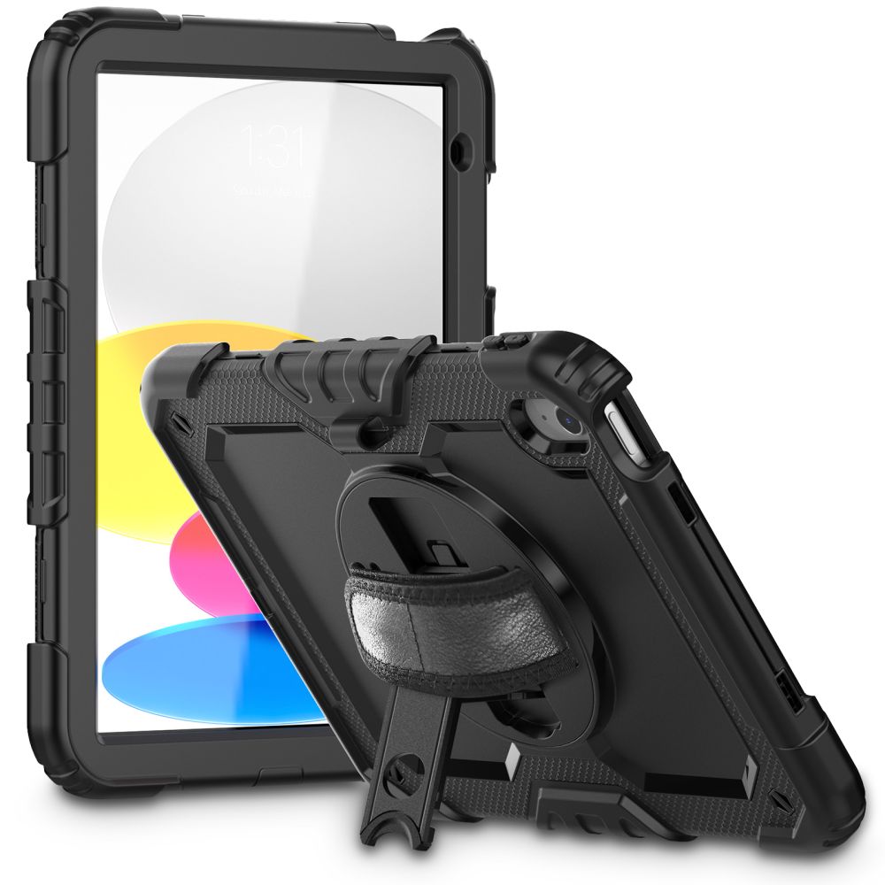 Tablettok iPad 2025 11 coll (iPad 11) - SOLID360 ütésálló, kitámasztható, fekete tablet tok