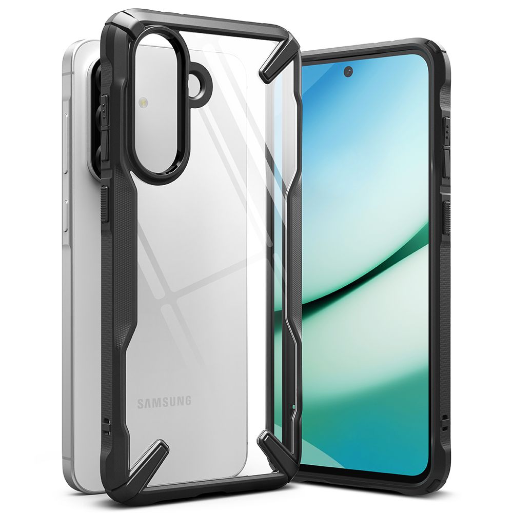 Samsung Galaxy A56 5G telefontok - Ringke Fusion X - fekete keretes átlátszó, ütésálló hátlap tok