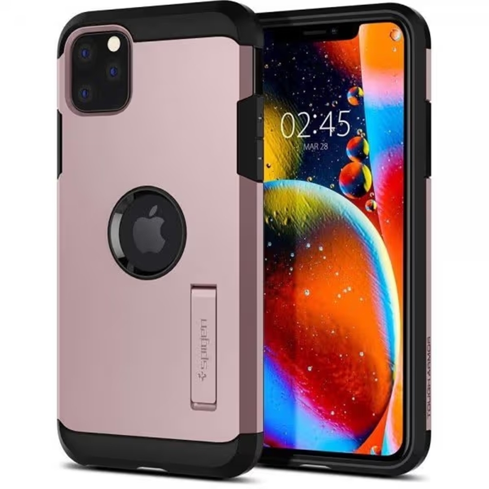 iPhone 11 PRO MAX Telefontok - SPIGEN SLIM ARMOR rose gold szilikon kitámasztható tok