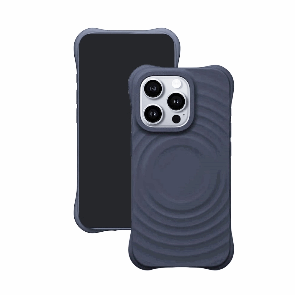 iPhone 12 Pro telefontok - Pastel Wave - MagSafe kompatibilis szürkéskék szilikon hátlap tok