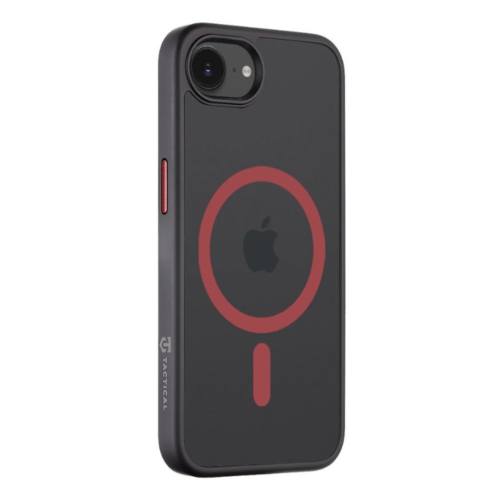 iPhone 16e telefontok - Tactical MagForce - MagSafe kompatibilis fekete / piros műanyag hátlap tok