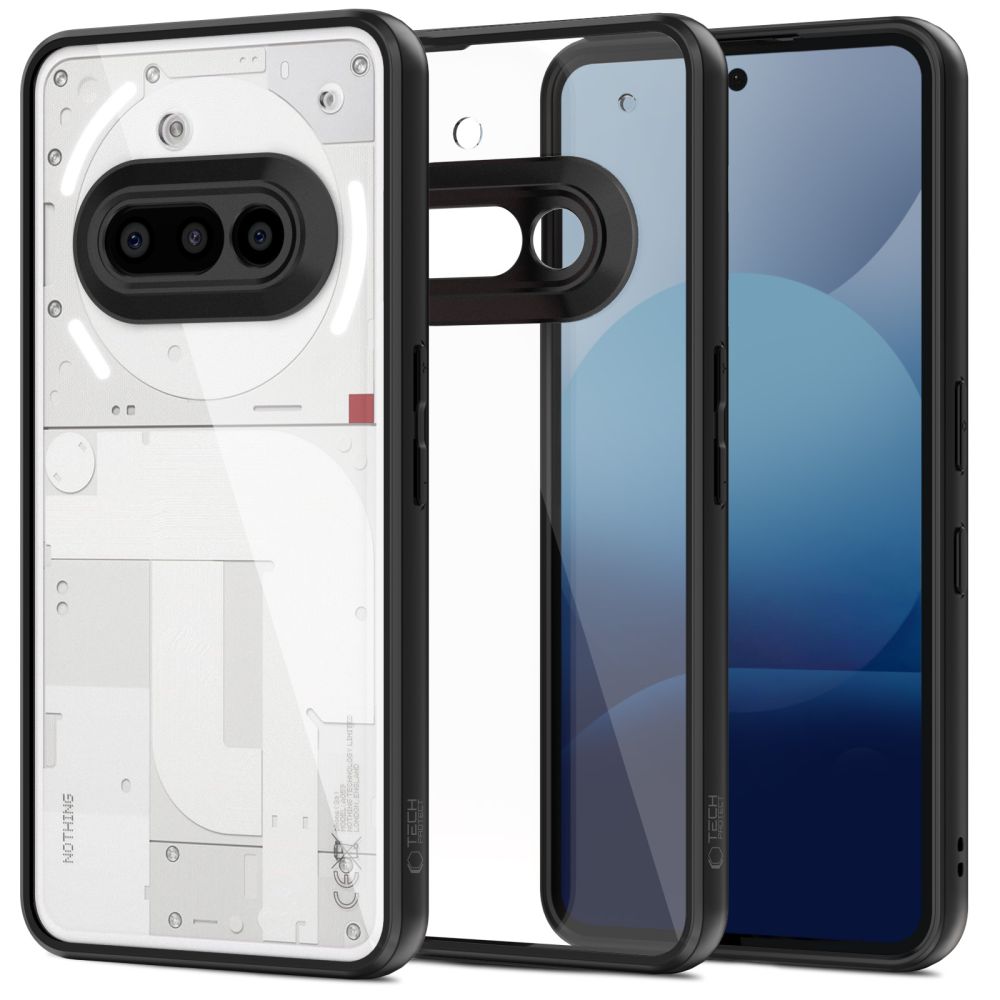 Telefontok Nothing Phone (3a) - Tech-Protect Magmat műanyag hátlap tok, fekete szilikon kerettel